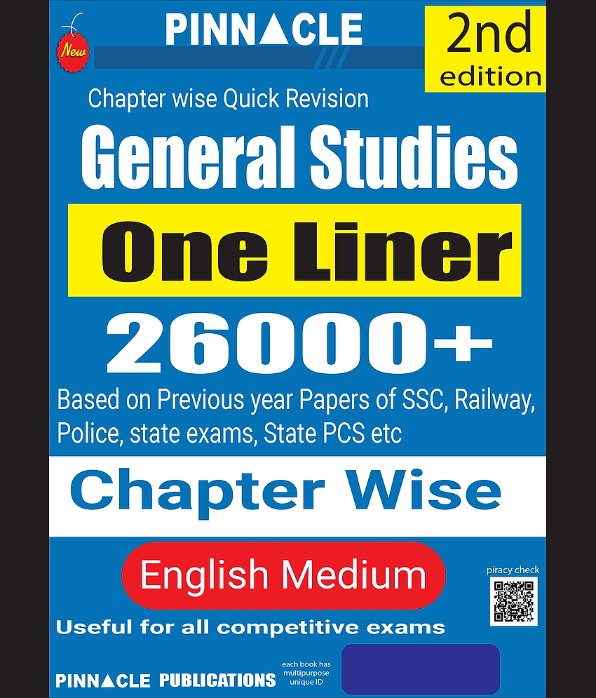 Pinnacle General Studies One Liner 26000+ Facts | Based on previous year papers | SSC | Railway | Chapter Wise | 2nd Edition | English medium - Stationery | Buy online on ZillyBuy