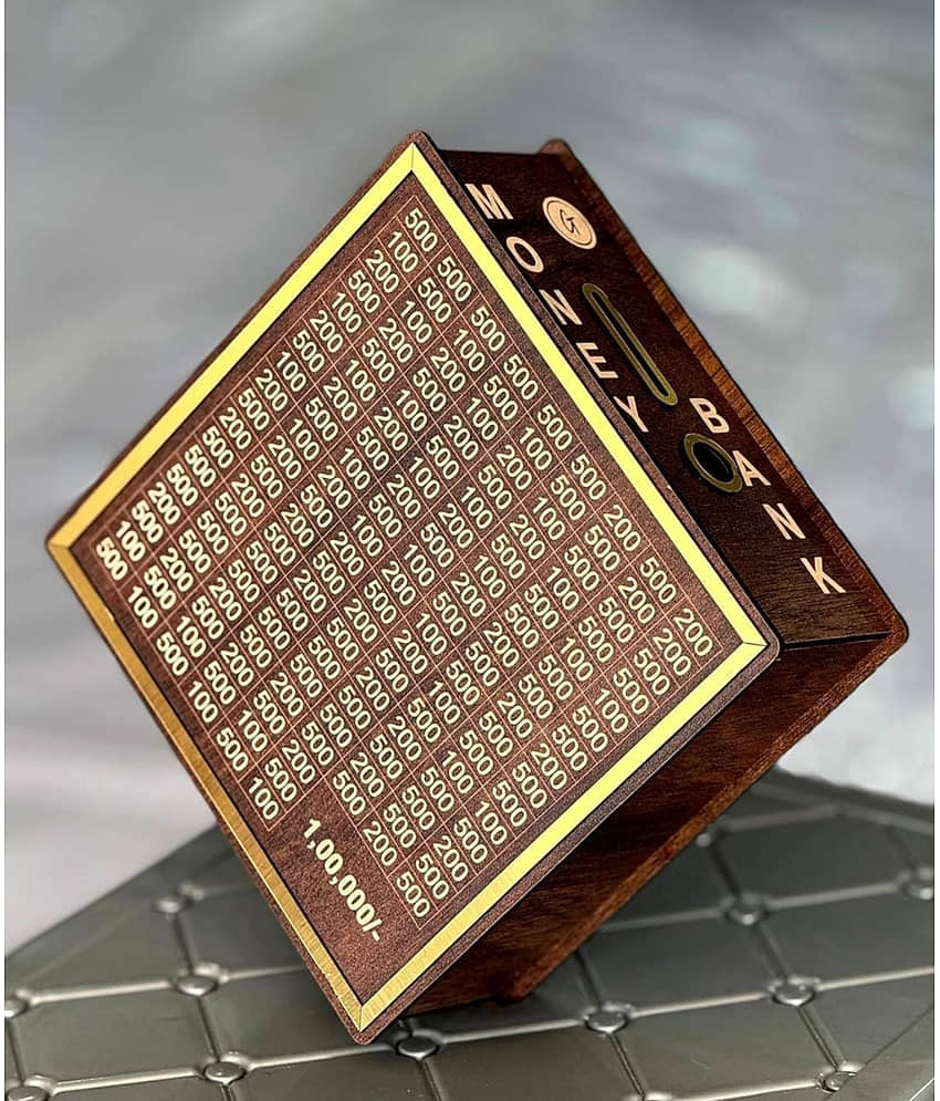 QitmirMKT 100000 Piggy Bank, Wooden Piggy Bank, Money Saving Bank Brown None Piggy Bank ( Pack of 1 ) - Stationery | Buy online on ZillyBuy