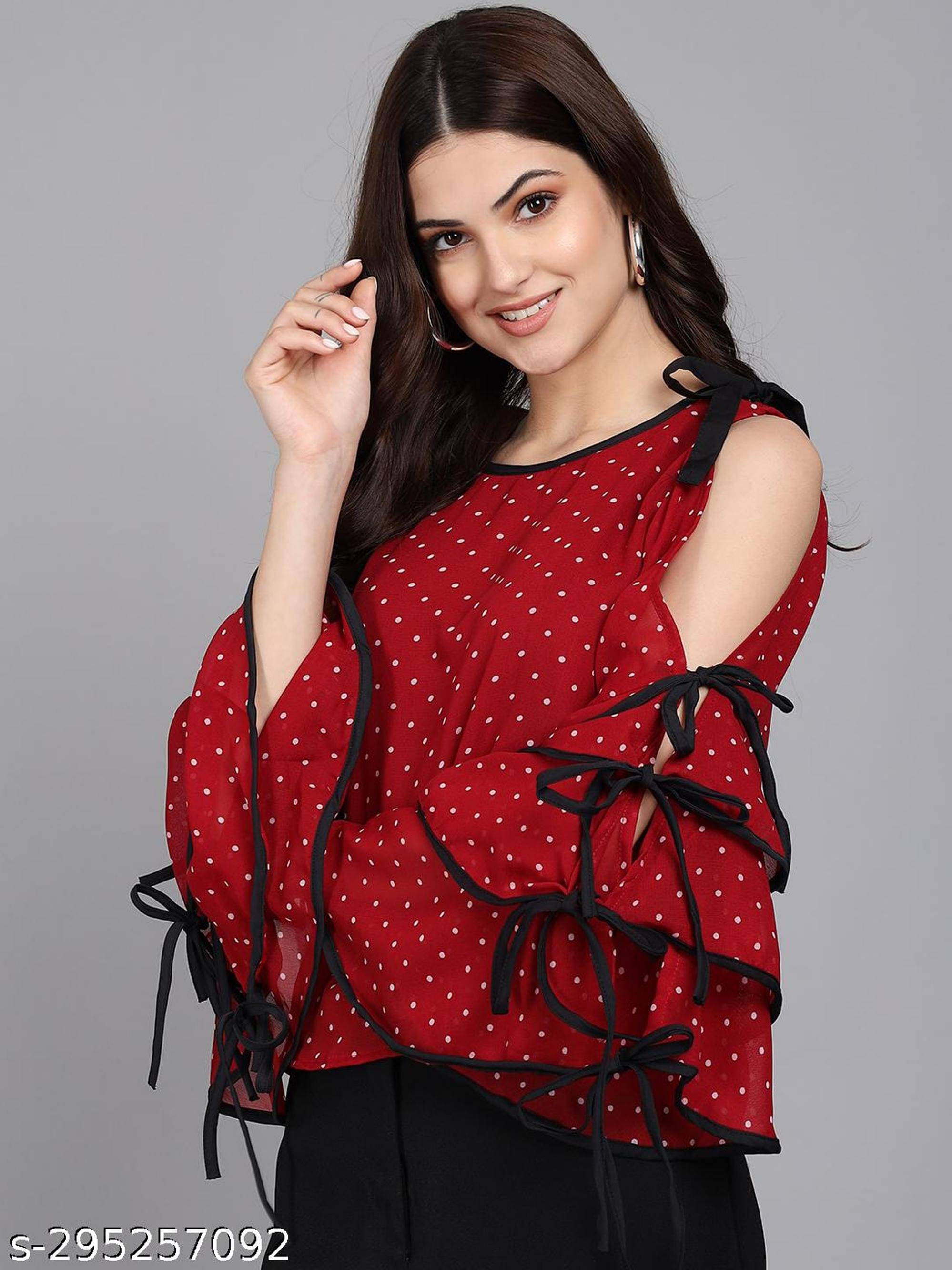RC NEOEN Women's Georgette Regular Top ( Red ) RC NEOEN Women's Georgette Regular Top ( Red )