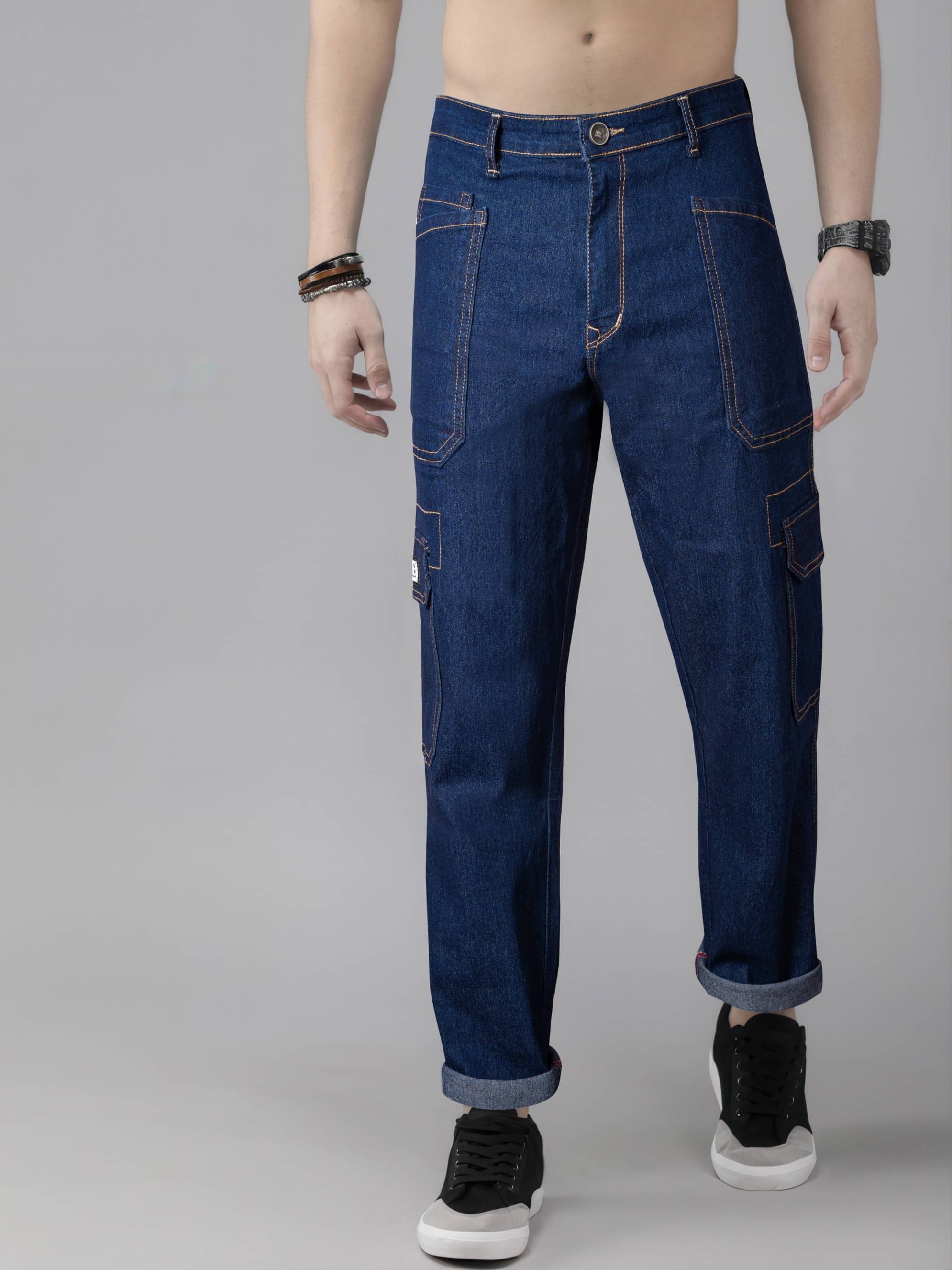     			RIG BONE Cuffed Hem Men's Jeans - Dark Blue ( Pack of 1 )
