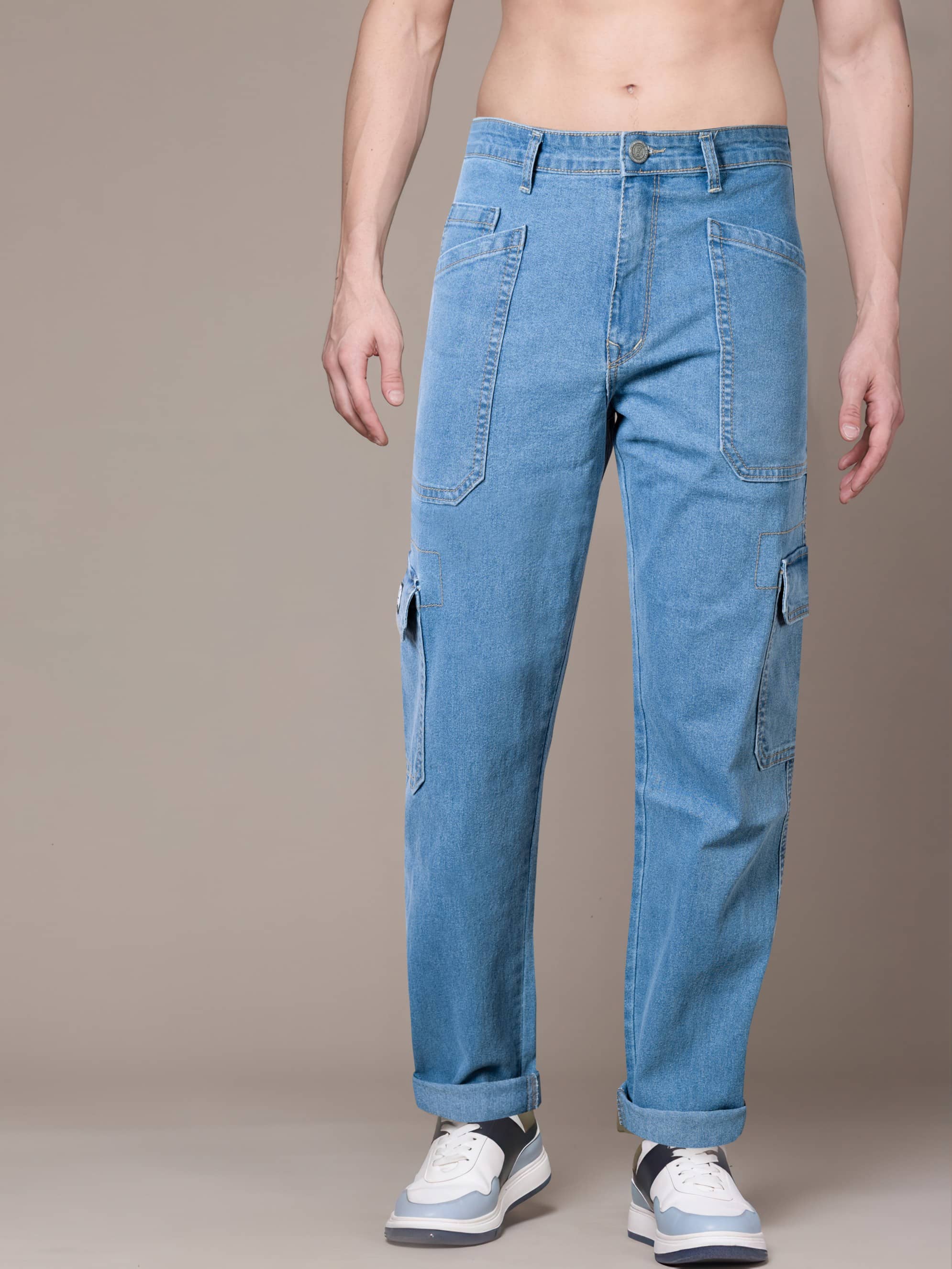 RIG BONE Cuffed Hem Men's Jeans - Light Blue ( Pack of 1 ) - Jeans | Buy online on ZillyBuy