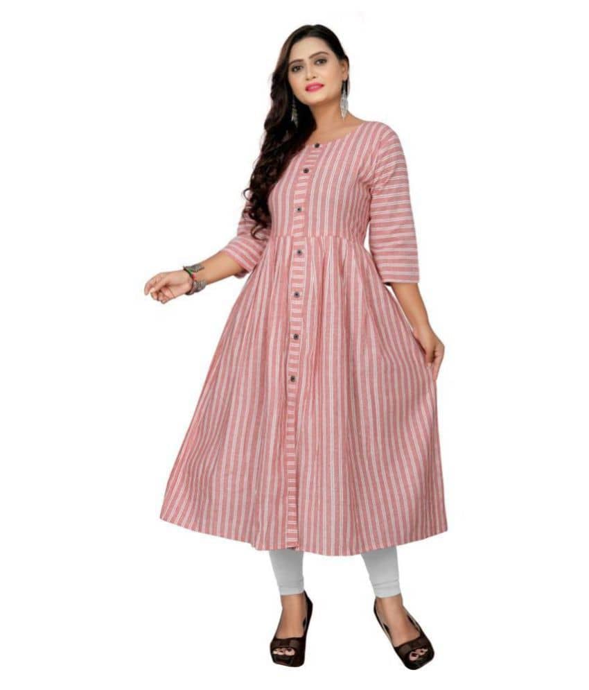 Rangrasiya - Pink Cotton Women's Front Slit Kurti ( Pack of 1 ) - Kurtis, Tunics | Buy online on ZillyBuy