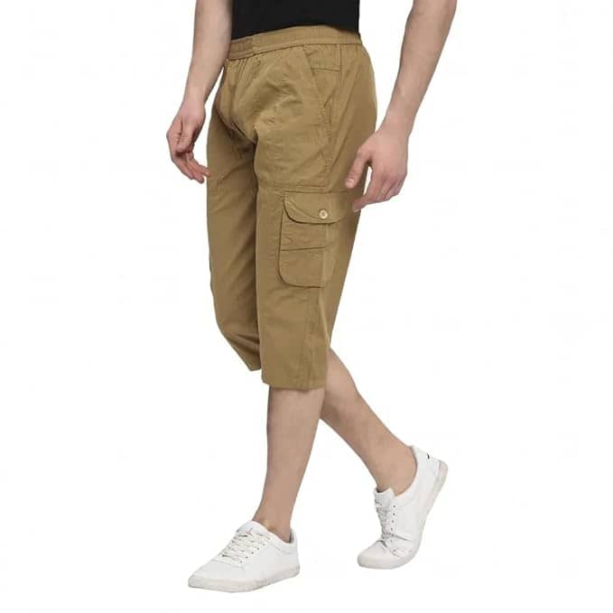 Reoutlook Khaki Cotton Blend Men's Three-Fourths ( Pack of 1 ) - Shorts | Buy online on ZillyBuy