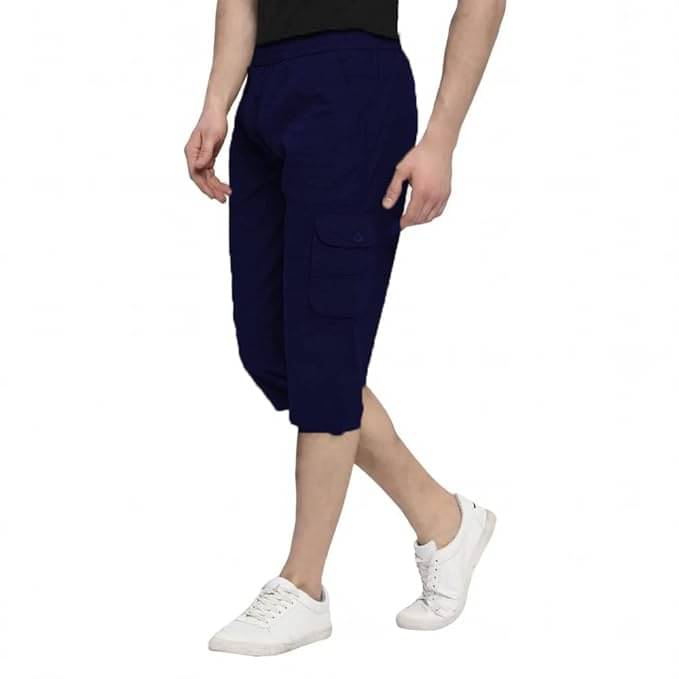 Reoutlook Navy Blue Cotton Blend Men's Three-Fourths ( Pack of 1 )     			Reoutlook Navy Blue Cotton Blend Men's Three-Fourths ( Pack of 1 )