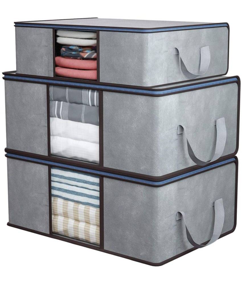     			SH NASIMA - Home Storage Cloth Bags, Saree, Suits, Blouse, Blanket Organiser for Underbed, Almirah (Pack of 3)