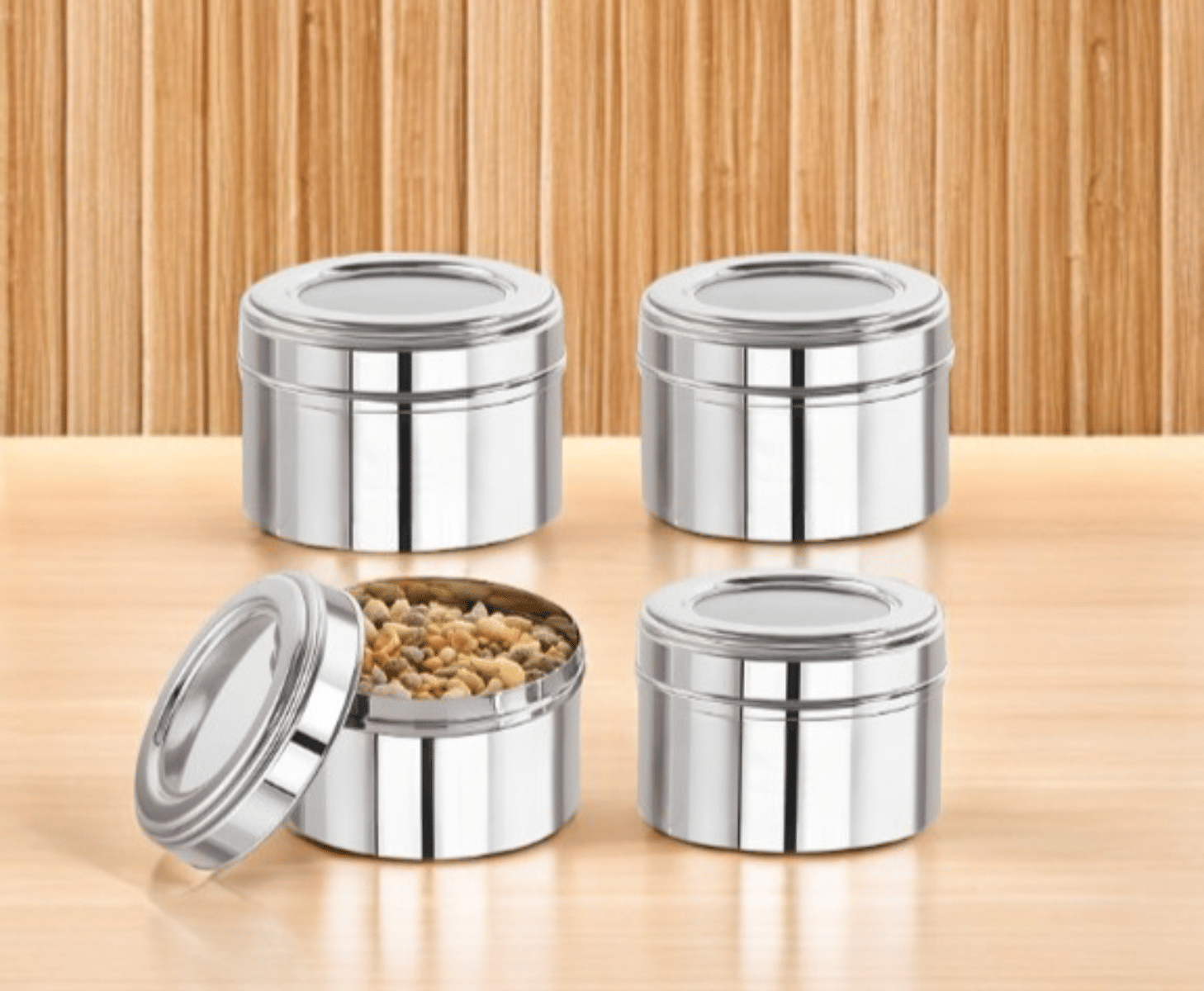     			STEEPLE Steel Silver Utility Container ( Set of 4 )