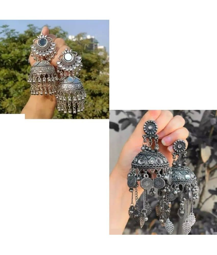 Samridhi DC Silver Drop Earrings ( Pack of 2 ) - Earrings | Buy online on ZillyBuy