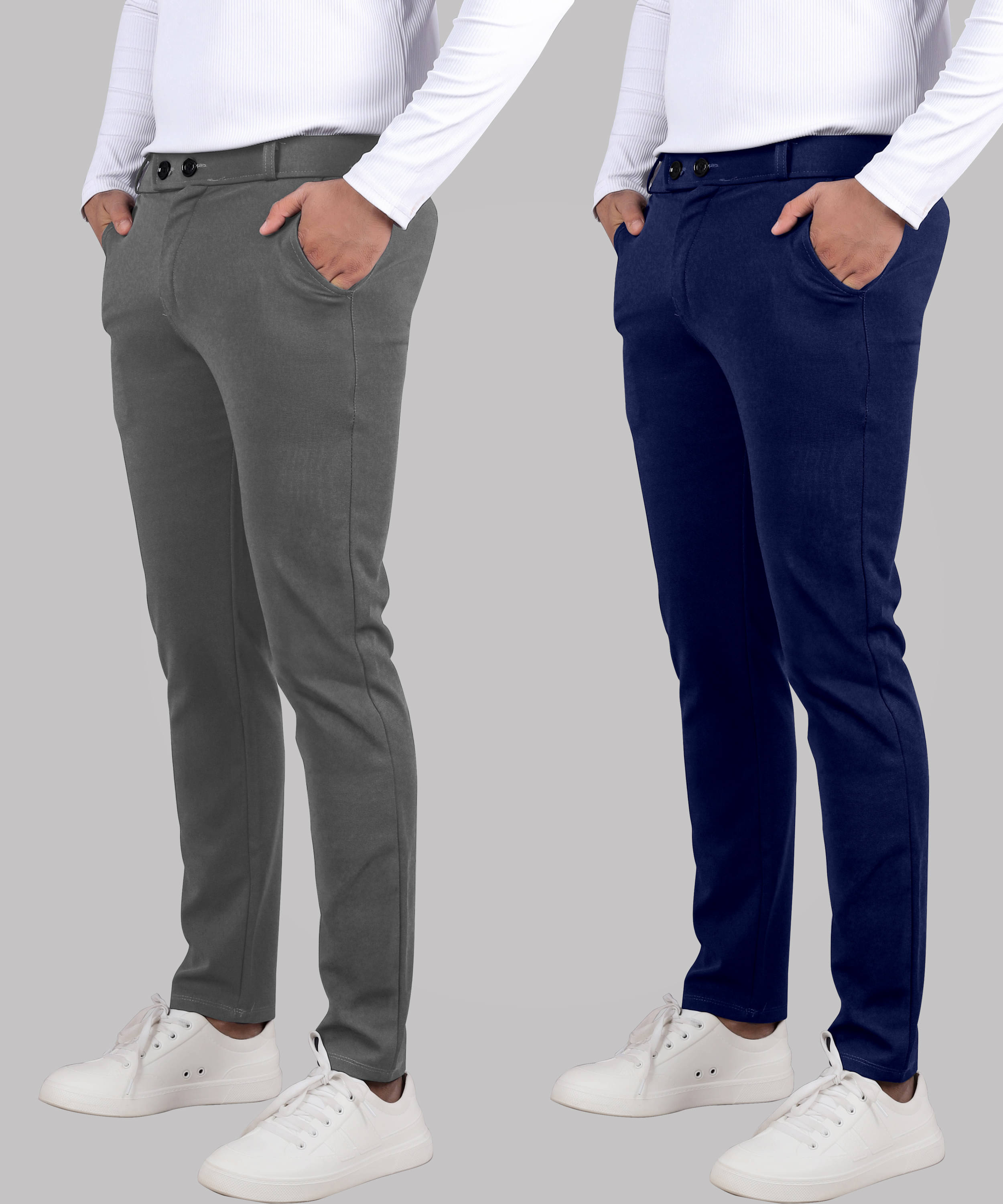     			Septem Regular Flat Men's Formal Trouser - Multicolored ( Pack of 2 )