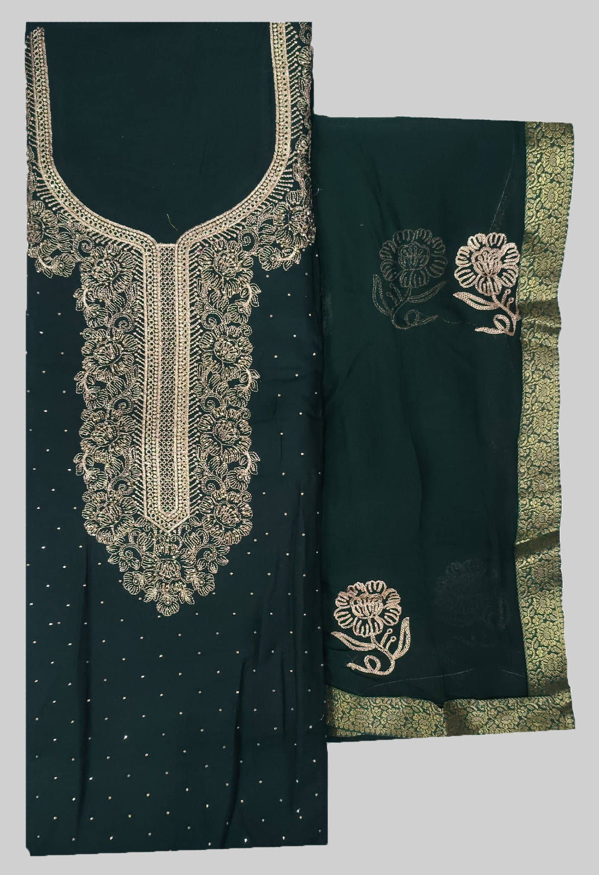 Soul Essence Unstitched Cotton Embroidered Dress Material - Green ( Pack of 1 ) Soul Essence Unstitched Cotton Embroidered Dress Material - Green ( Pack of 1 )