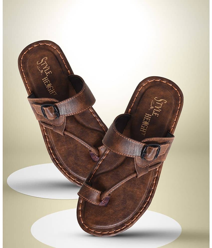 Ecosoft Brown Leather Slippers