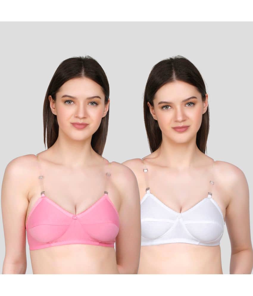 TCG Pack of 2 Cotton Blend Non Padded Women's Push Up Bra ( Pink )