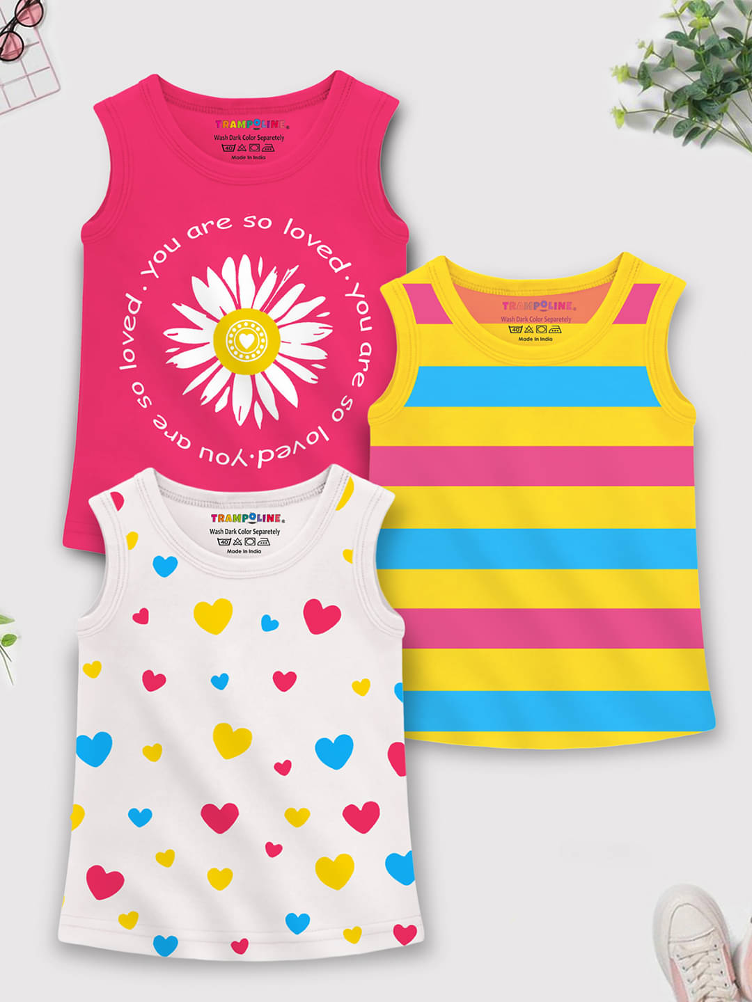     			Trampoline Pack of 3 Girls Cotton Blend T-Shirt ( Multicolor )