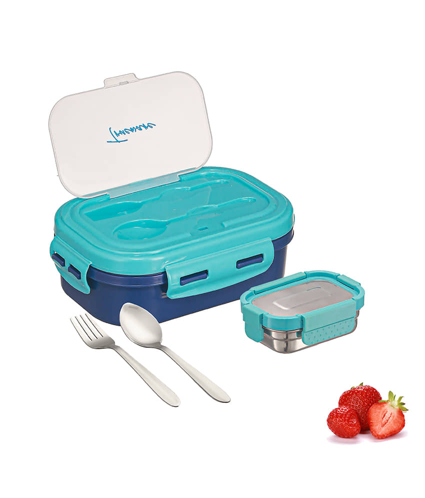 Trueware Picaso Insulated Plastic & Stainless Steel School Lunch Boxes 2 - Container ( Pack of 1 )