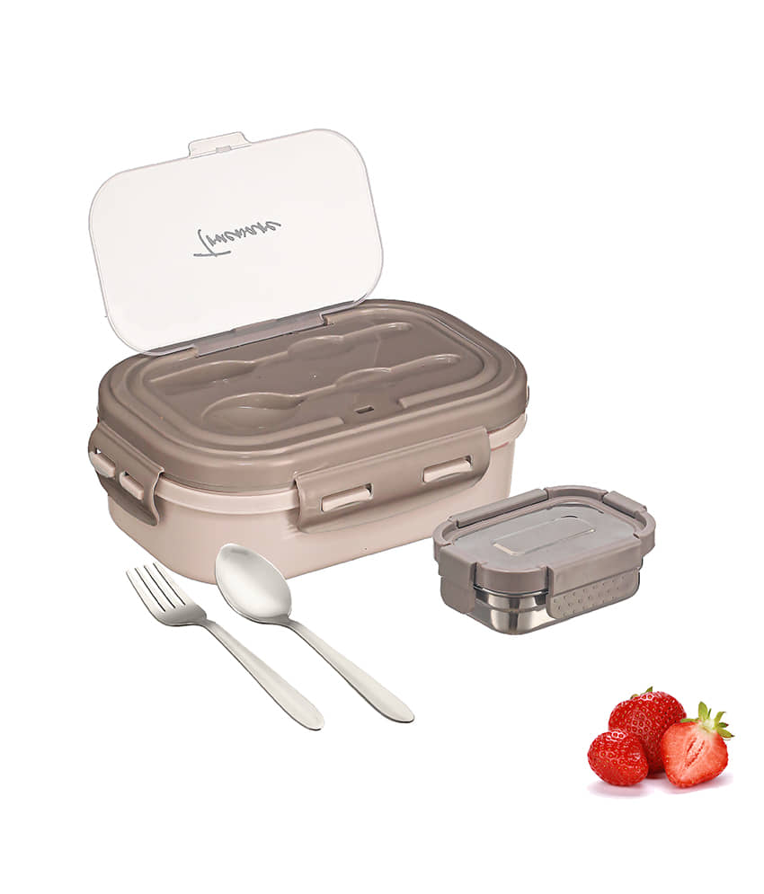 Trueware Picaso Insulated Plastic & Stainless Steel School Lunch Boxes 2 - Container ( Pack of 1 )