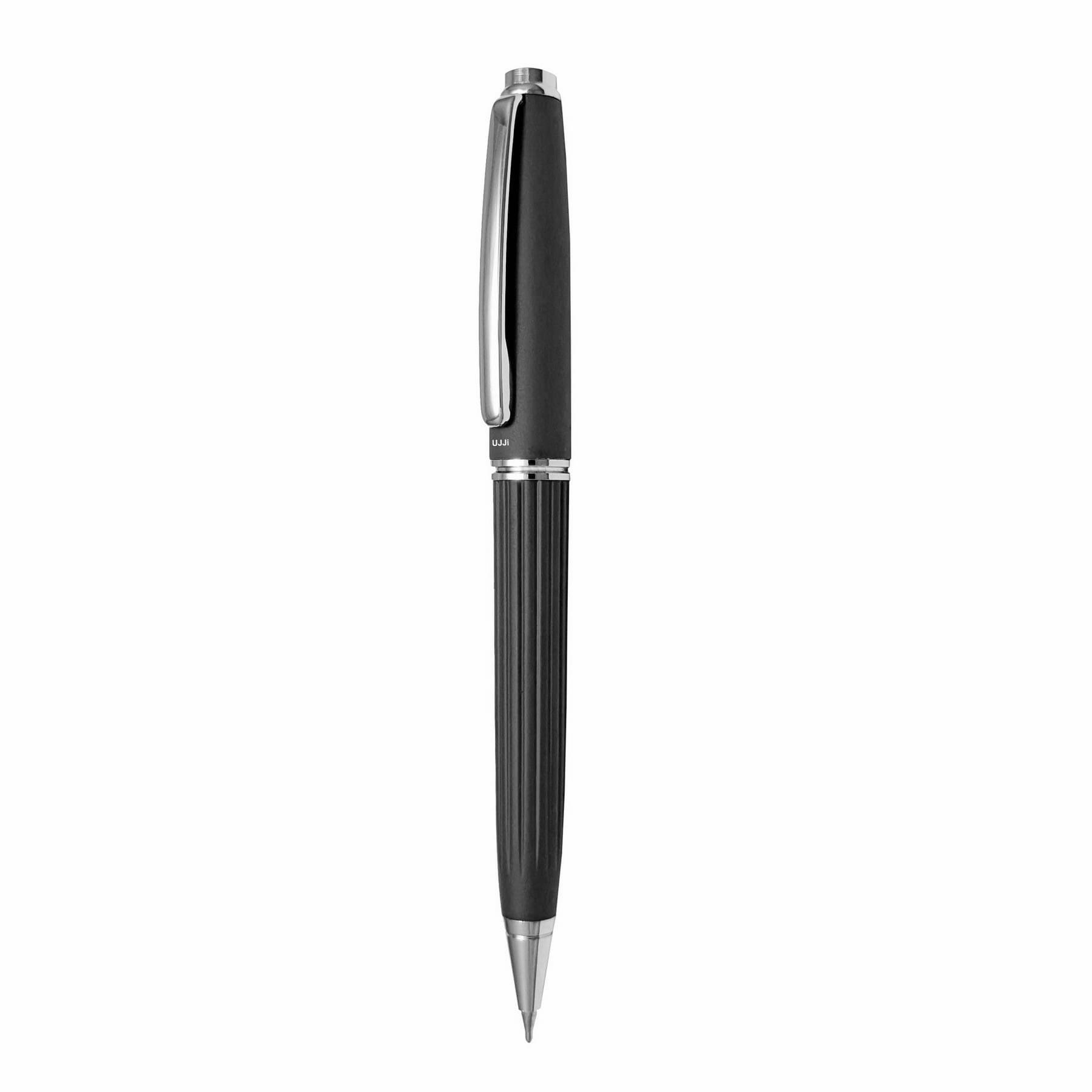 UJJi Lining Pattern Design Black Colour with Chrome Plated Clip Ball Pen UJJi Lining Pattern Design Black Colour with Chrome Plated Clip Ball Pen