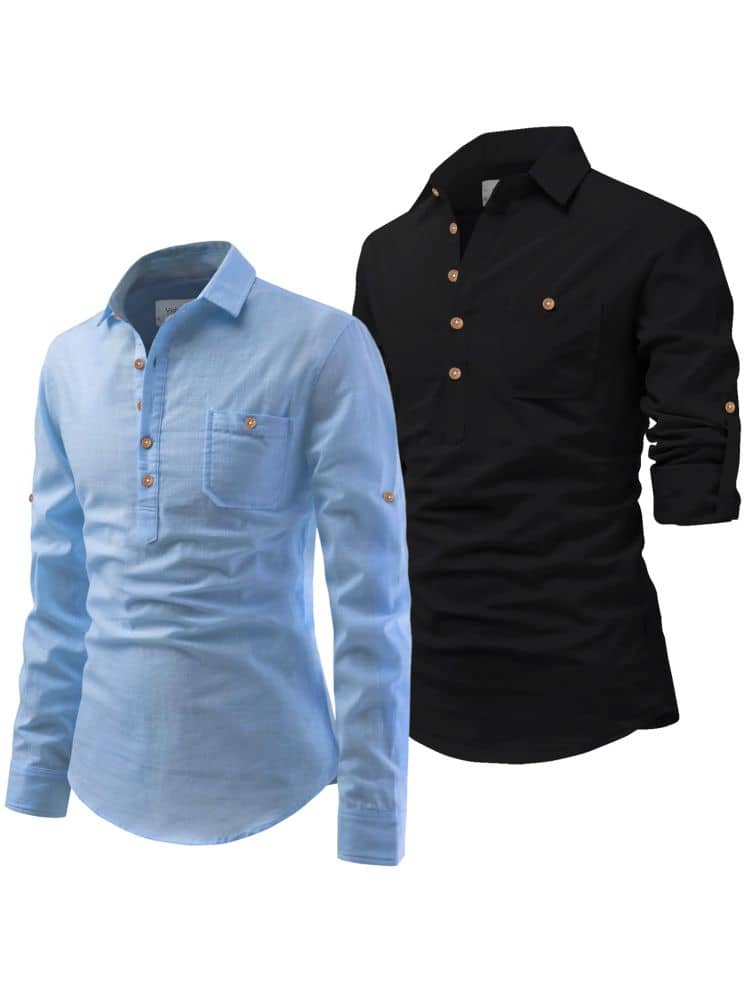 Vida Loca Ercu Cotton Blend Men's Shirt Style Kurta ( Pack of 2 ) - Kurtas & Kurta Sets | Buy online on ZillyBuy