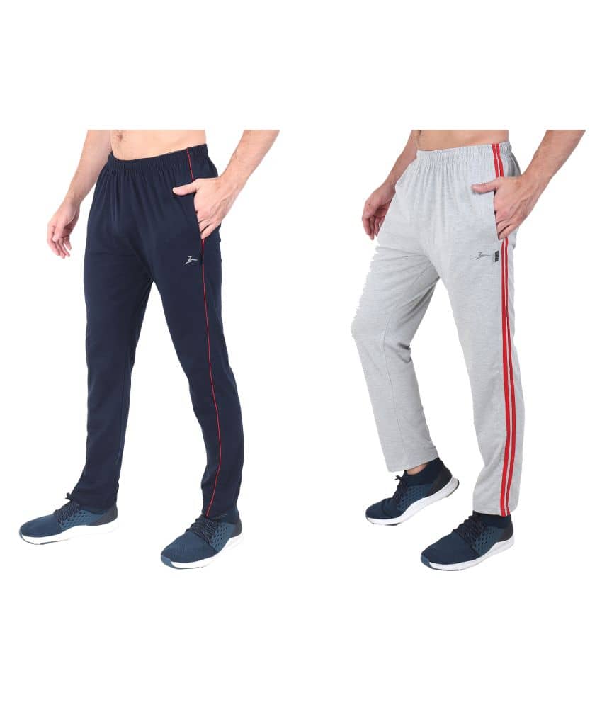 Zeffit - Navy Blue Cotton Blend Men's Trackpants ( Pack of 2 ) - Track Pants | Buy online on ZillyBuy