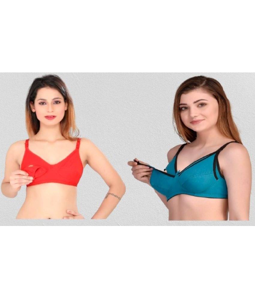     			Zourt - Multicolor Cotton Solid Women's Maternity Bra ( Pack of 2 )