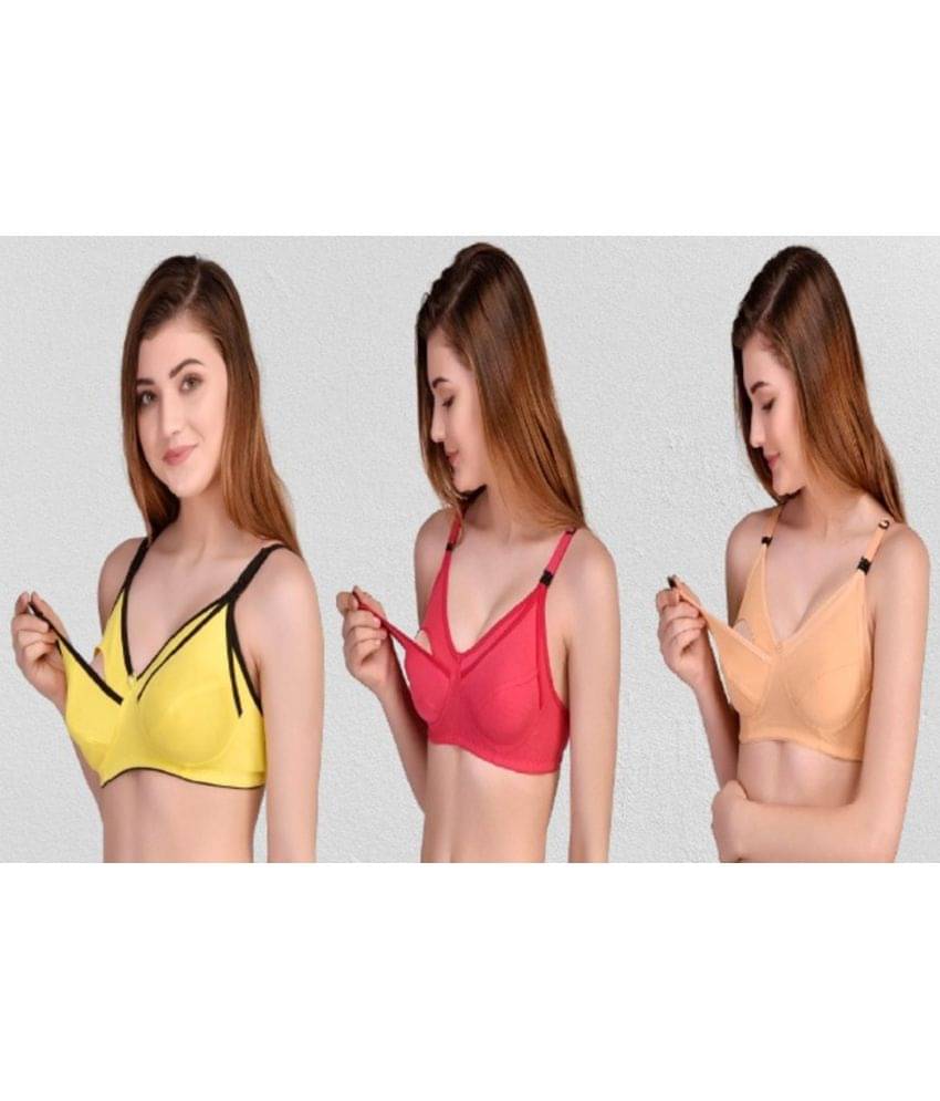     			Zourt - Multicolor Cotton Solid Women's Maternity Bra ( Pack of 3 )