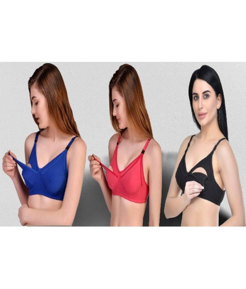 Zourt - Multicolor Cotton Solid Women's Maternity Bra ( Pack of 3 ) Zourt - Multicolor Cotton Solid Women's Maternity Bra ( Pack of 3 )