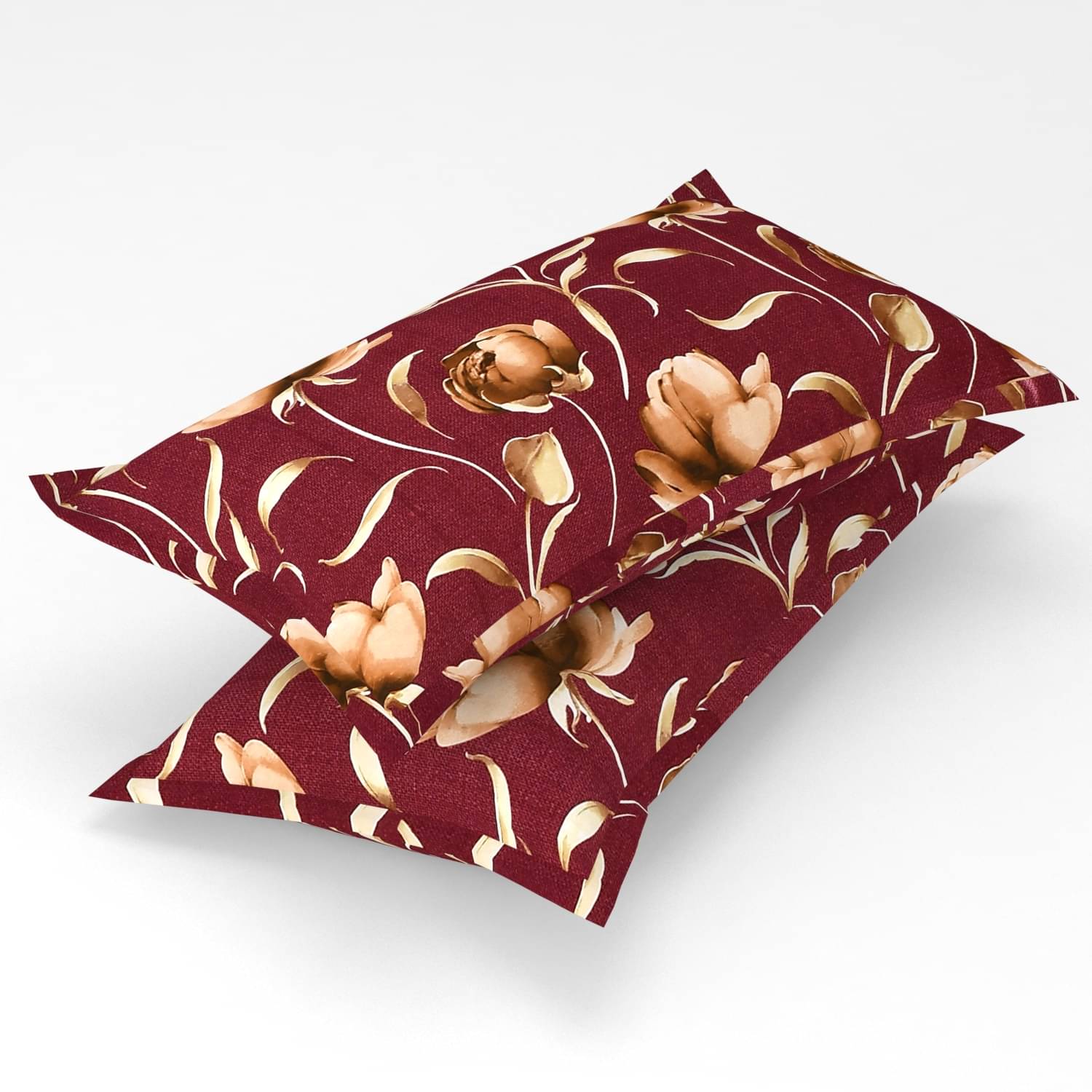     			gharsaaz - Pack of 2 Poly Cotton Floral Standard Size Pillow Cover ( 68.58 cm(27) x 43.18 cm(17) ) - Multi