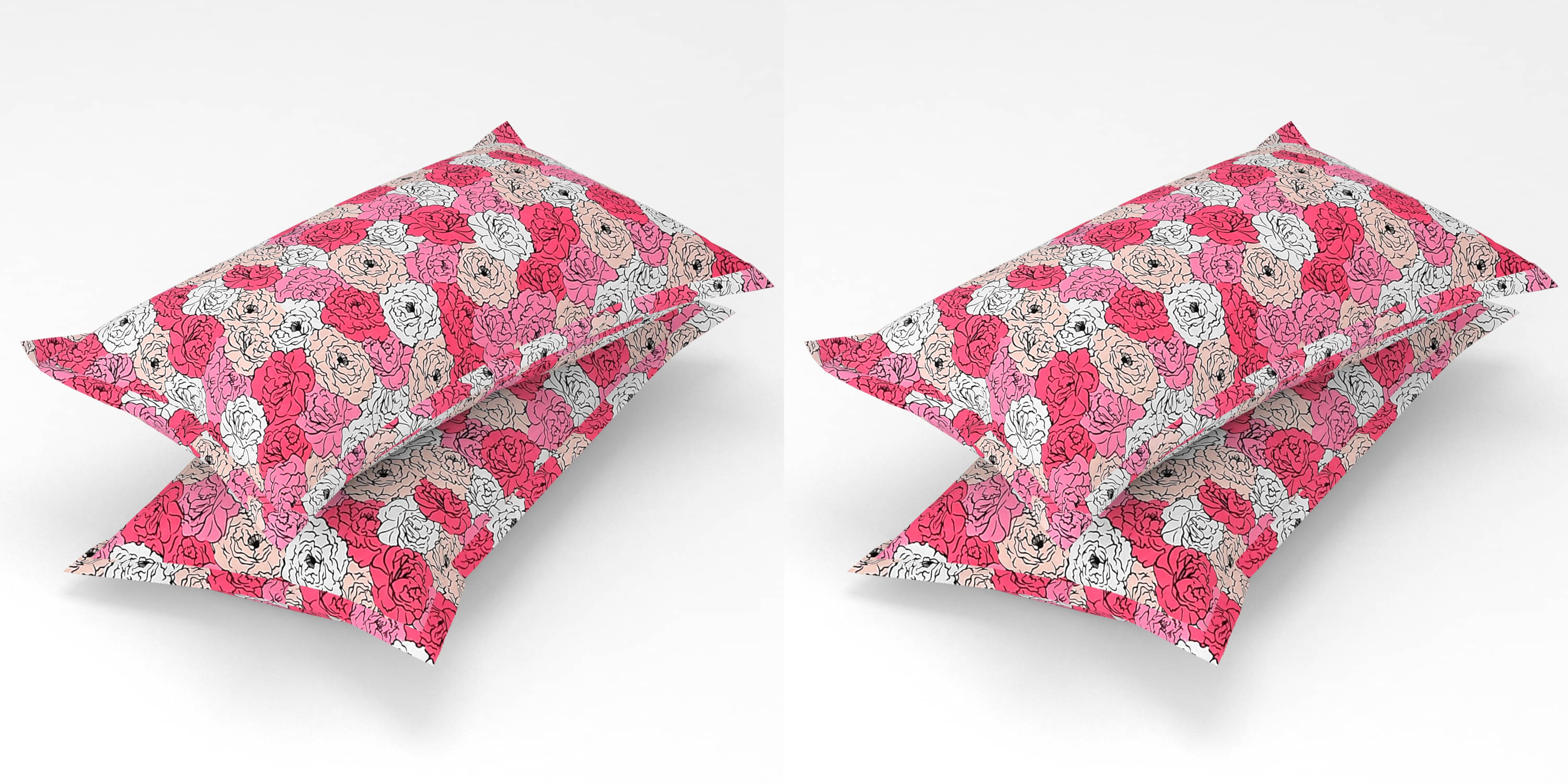     			gharsaaz - Pack of 4 Poly Cotton Floral Standard Size Pillow Cover ( 68.58 cm(27) x 43.18 cm(17) ) - Multi