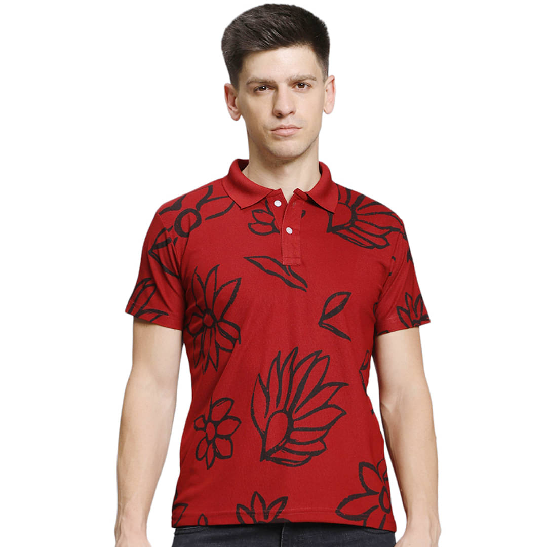 stelvin Pack of 1 Cotton Blend Regular Fit Printed Half Sleeves Men's Polo T Shirt ( Maroon ) stelvin Pack of 1 Cotton Blend Regular Fit Printed Half Sleeves Men's Polo T Shirt ( Maroon )