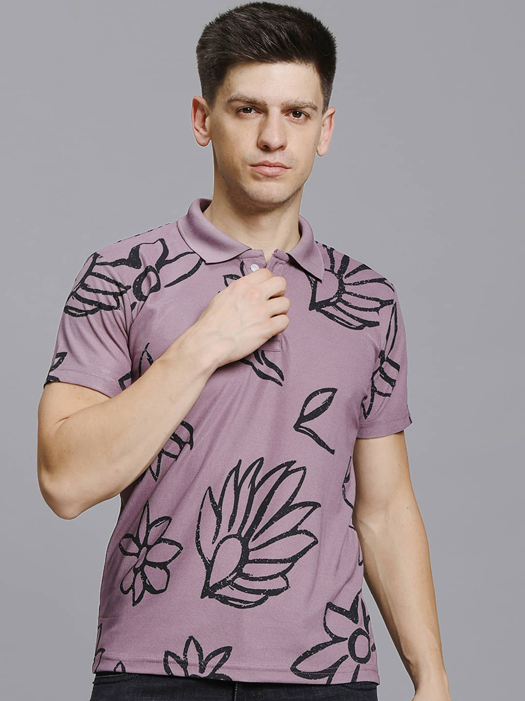     			stelvin Pack of 1 Cotton Blend Regular Fit Printed Half Sleeves Men's Polo T Shirt ( Purple )