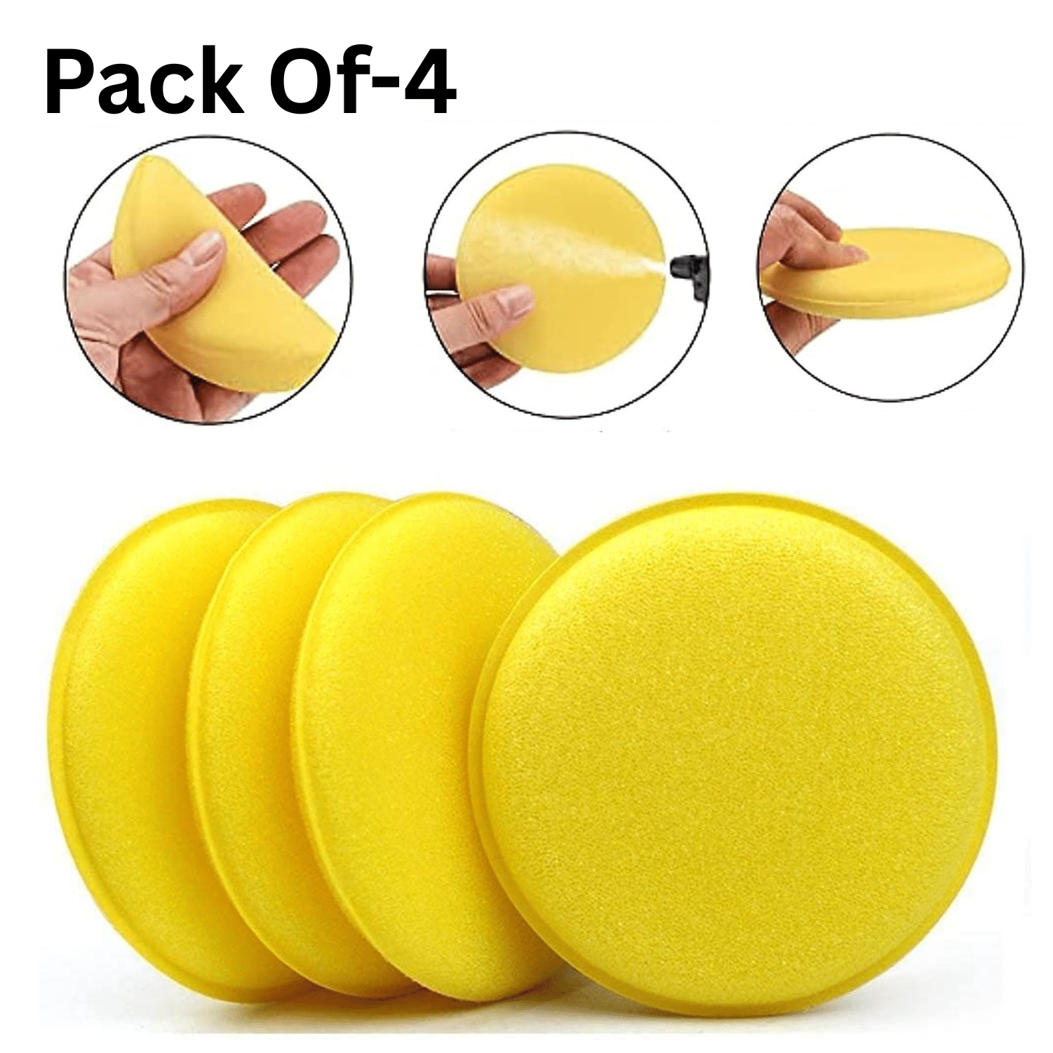     			Aksmit Multipurpose Foam Wax Applicator Pads - Pack of 4 | Car Polish Applicator Sponge | Soft Car Wax Detailing Sponge | Used for Detailing Polish/Wax Bike Car Dashboard | Car Dressing Round Pads