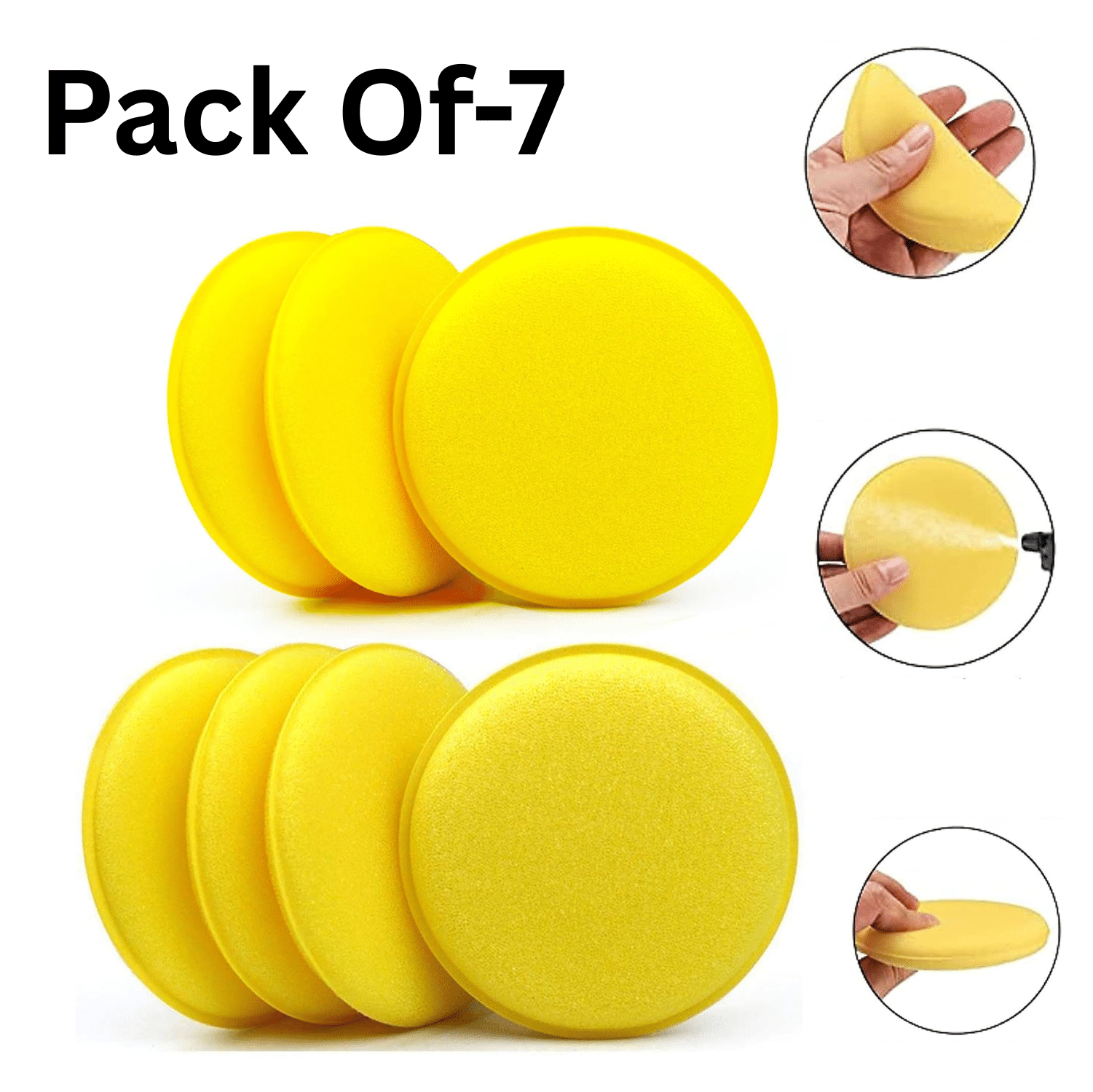     			Aksmit Super Soft Applicator Foam Sponge for Car and Bike Round Shaped Sponge Multipurpose Cleaning for Kitchen, Bathroom, Walls, Windows and Other Surfaces (Pack of 7)