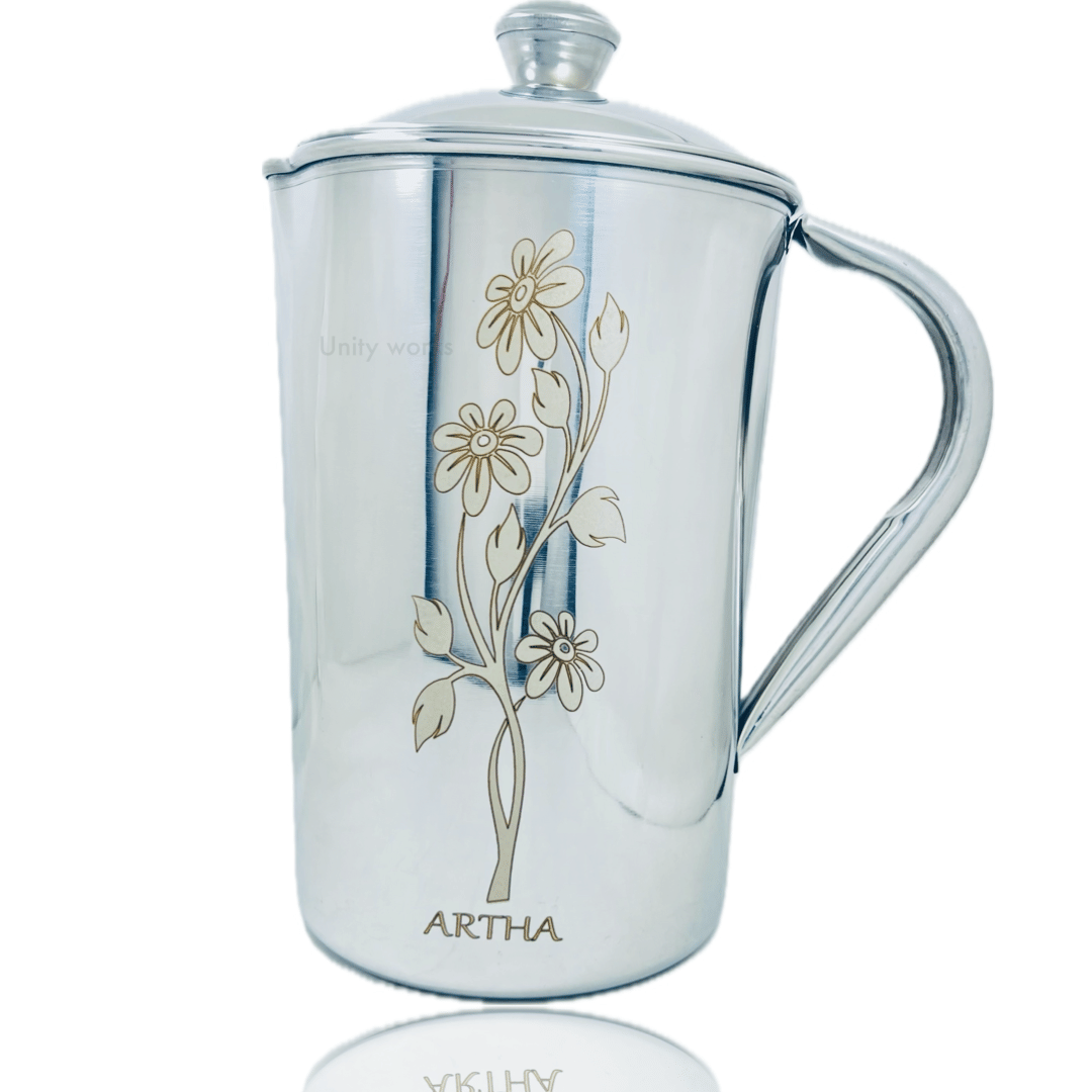     			Artha 2 Litre Jug Stainless Steel Laser Printed Jugs 2000 mL Silver