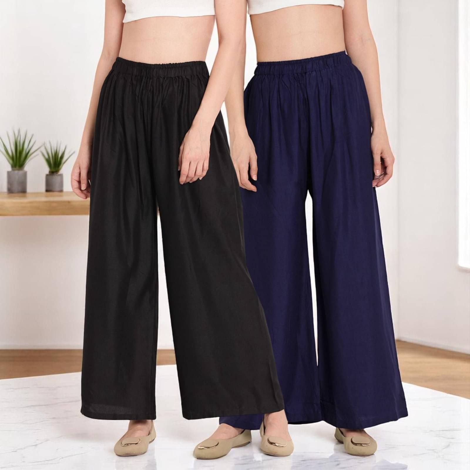     			Binish Garments Women Rayon Palazzo ( Navy Blue )