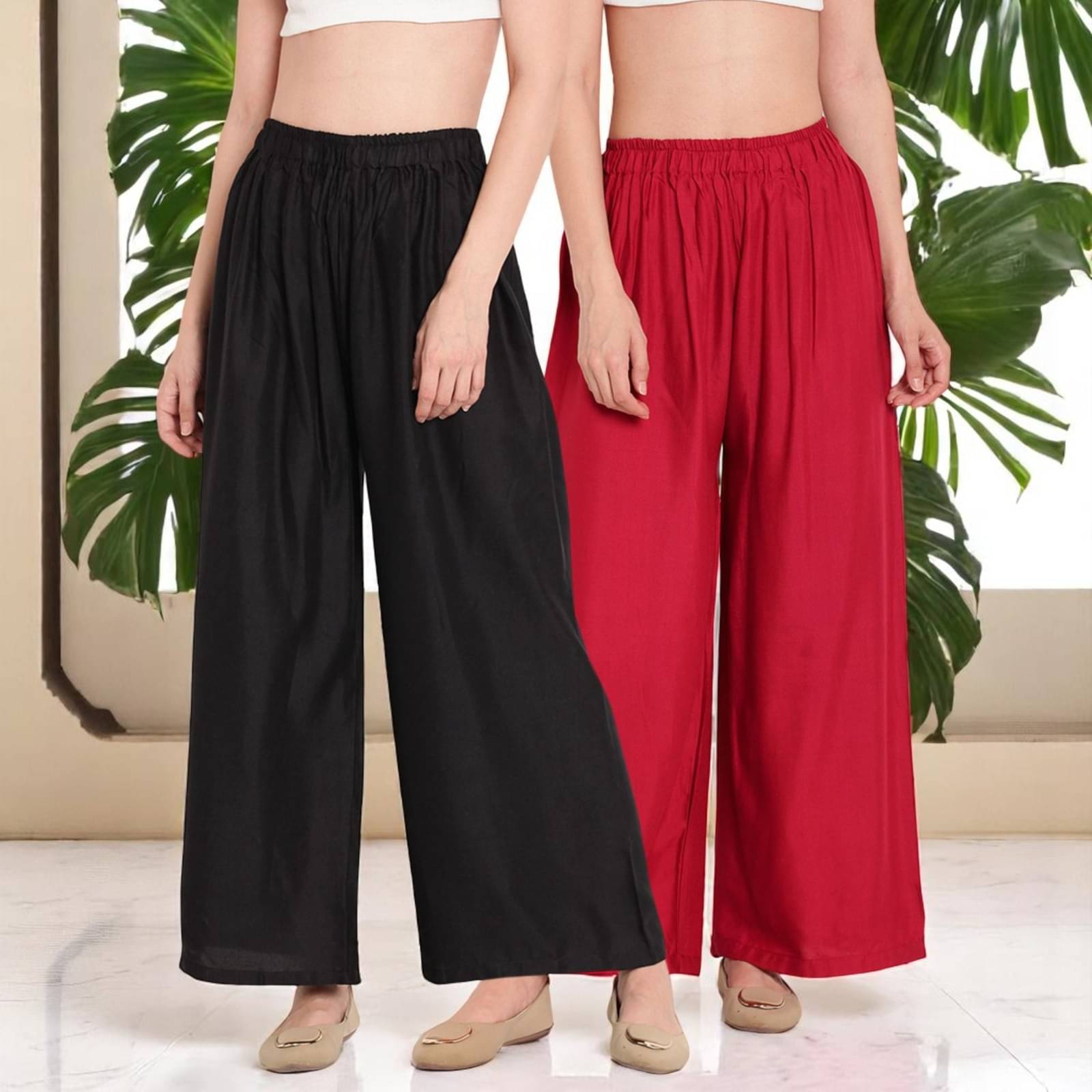     			Binish Garments Women Rayon Palazzo ( Maroon )