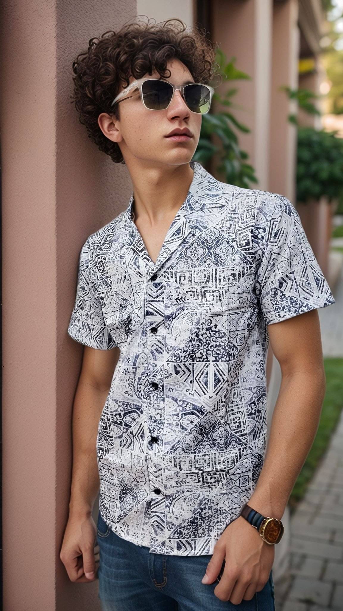     			Buscott Rayon Regular Fit Printed Half Sleeves Men's Casual Shirt - White ( Pack of 1 )