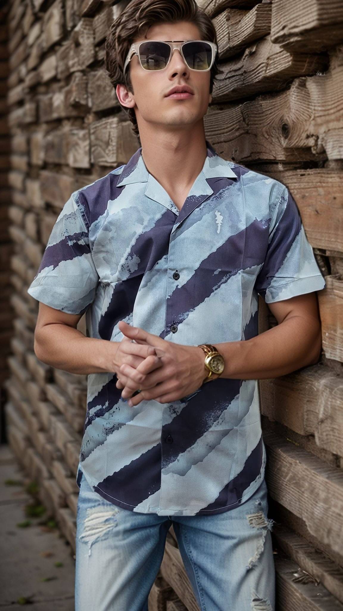     			Buscott Rayon Regular Fit Printed Half Sleeves Men's Casual Shirt - Aqua Blue ( Pack of 1 )