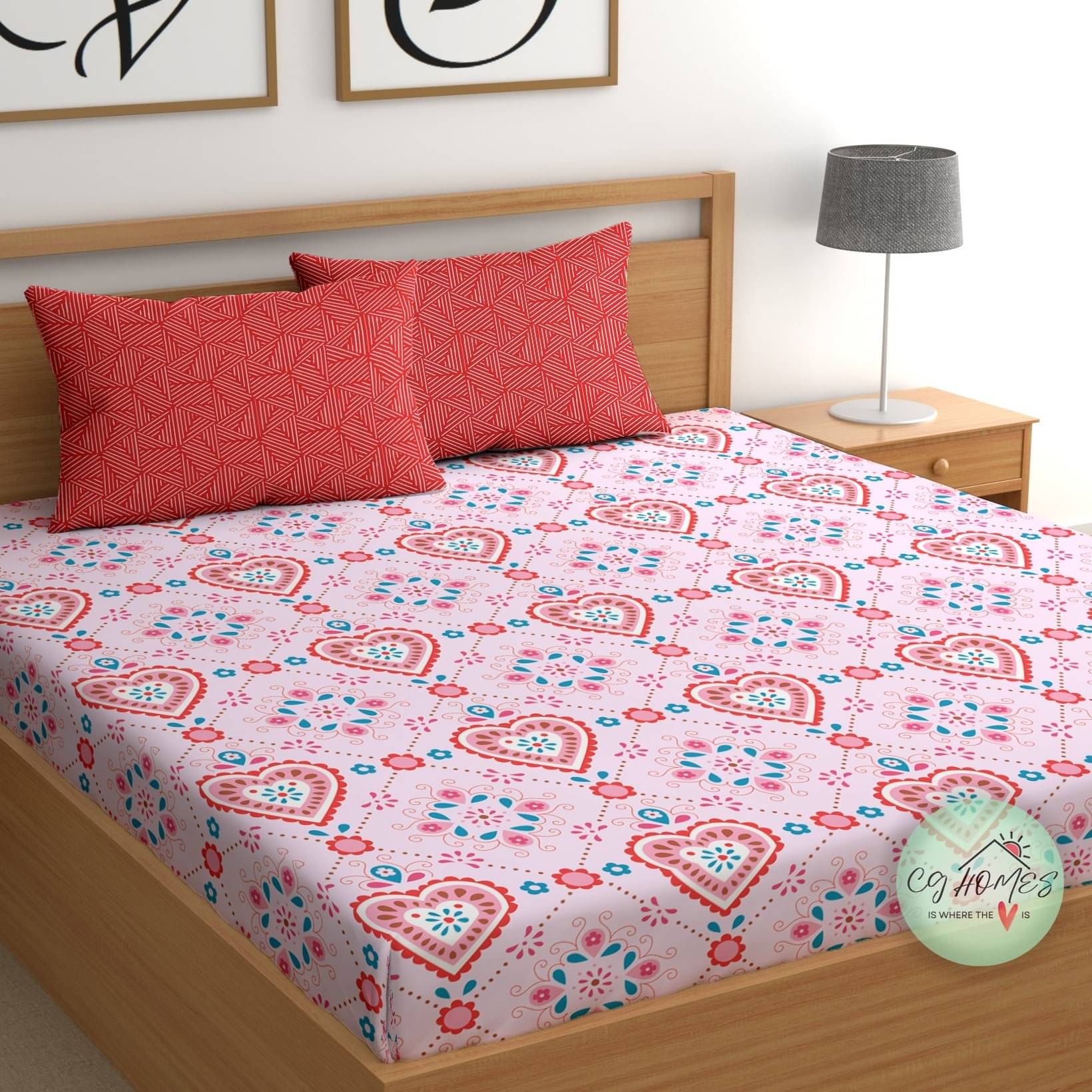 CG HOMES Cotton 1 Double Bedsheet with 2 Pillow Covers ( Pink )     			CG HOMES Cotton 1 Double Bedsheet with 2 Pillow Covers ( Pink )