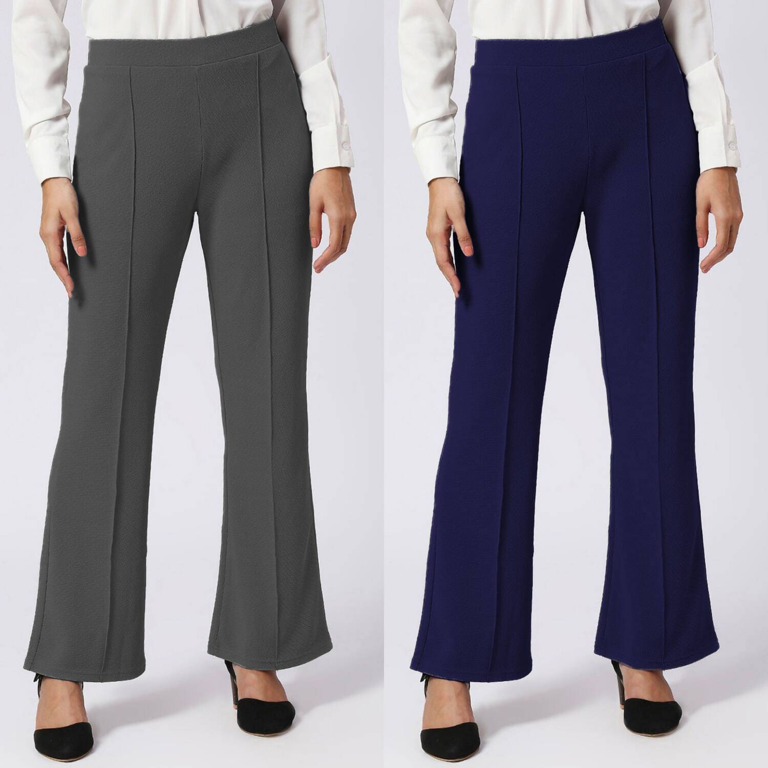     			CITYTALK Pack of 2 Lycra Loose Women's Formal Pants ( Dark Grey,Navy Blue )