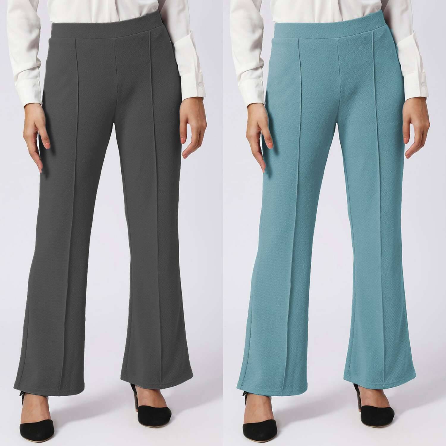    			CITYTALK Pack of 2 Lycra Loose Women's Formal Pants ( Dark Grey,Green )