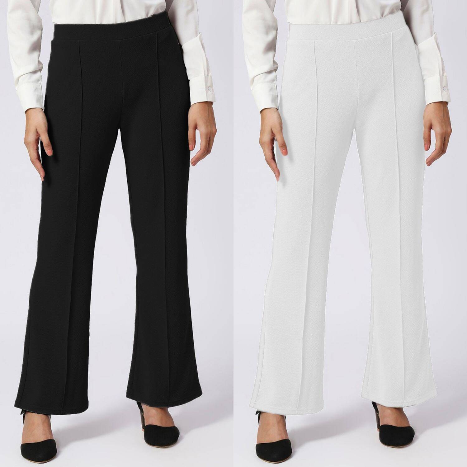     			CITYTALK Pack of 2 Lycra Loose Women's Formal Pants ( Black,White )