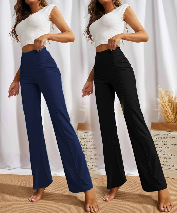     			CITYTALK Pack of 2 Lycra Regular Women's Formal Pants ( Navy Blue,Black )