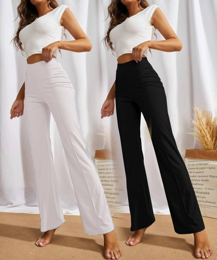     			CITYTALK Pack of 2 Lycra Regular Women's Formal Pants ( White,Black )