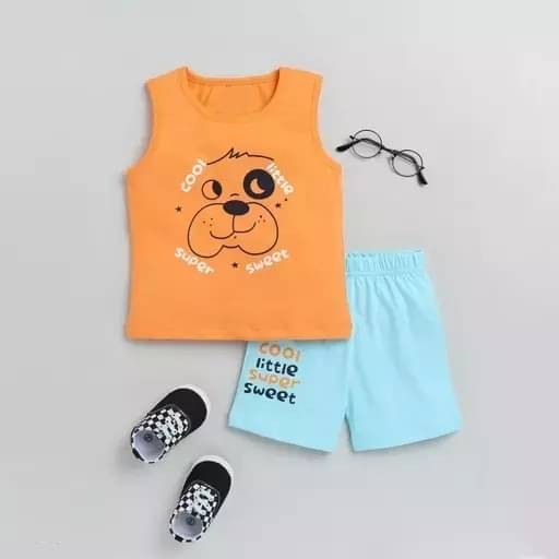CUTEVIBE Pack of 1 Unisex Cotton Blend T-Shirt & Shorts Set ( Peach ) CUTEVIBE Pack of 1 Unisex Cotton Blend T-Shirt & Shorts Set ( Peach )