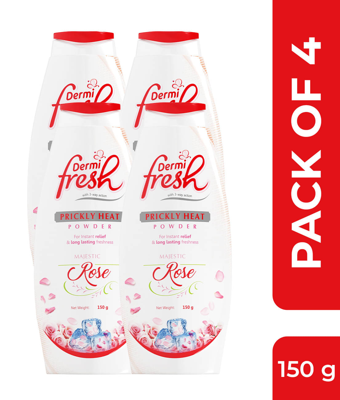     			DERMIFRESH Rose Fragrance Talc 150 gm Pack of 4