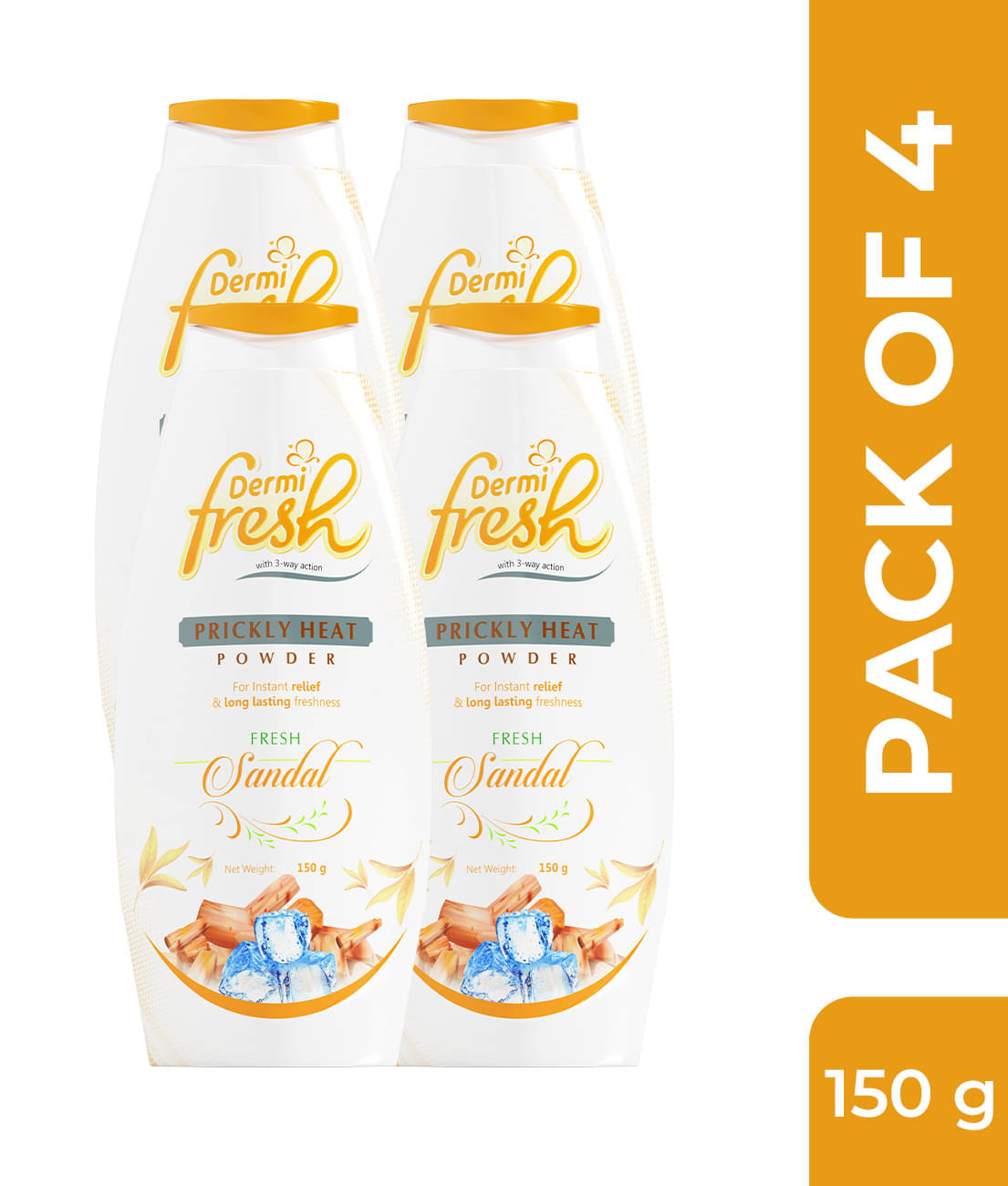     			DERMIFRESH Sandal Fragrance Talc 150 gm Pack of 4