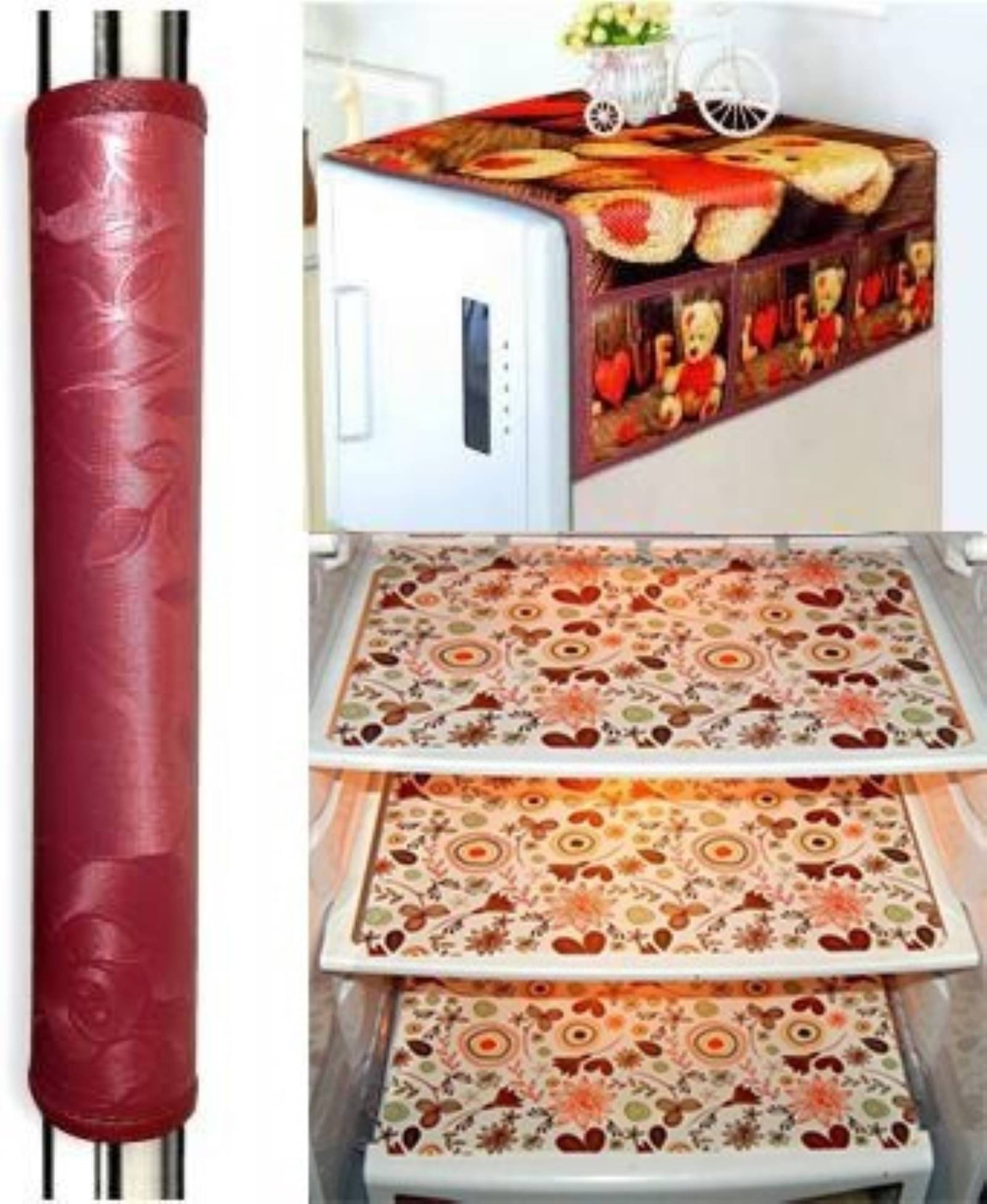     			DPA Collection Jute Abstract Printed Fridge Mats ( 44 29 ) Pack of 5 - Multicolor