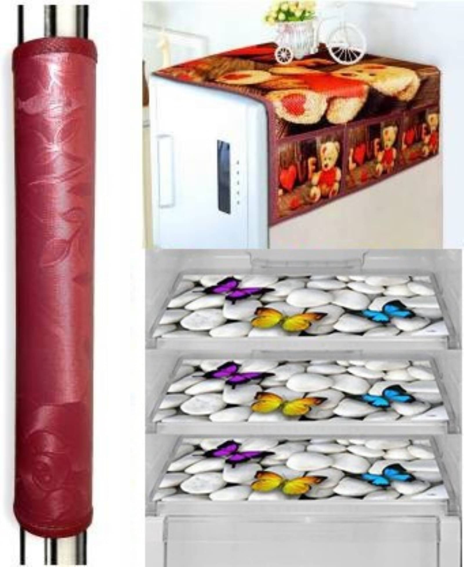     			DPA Collection Jute Abstract Printed Fridge Mats ( 44 29 ) Pack of 5 - Multicolor
