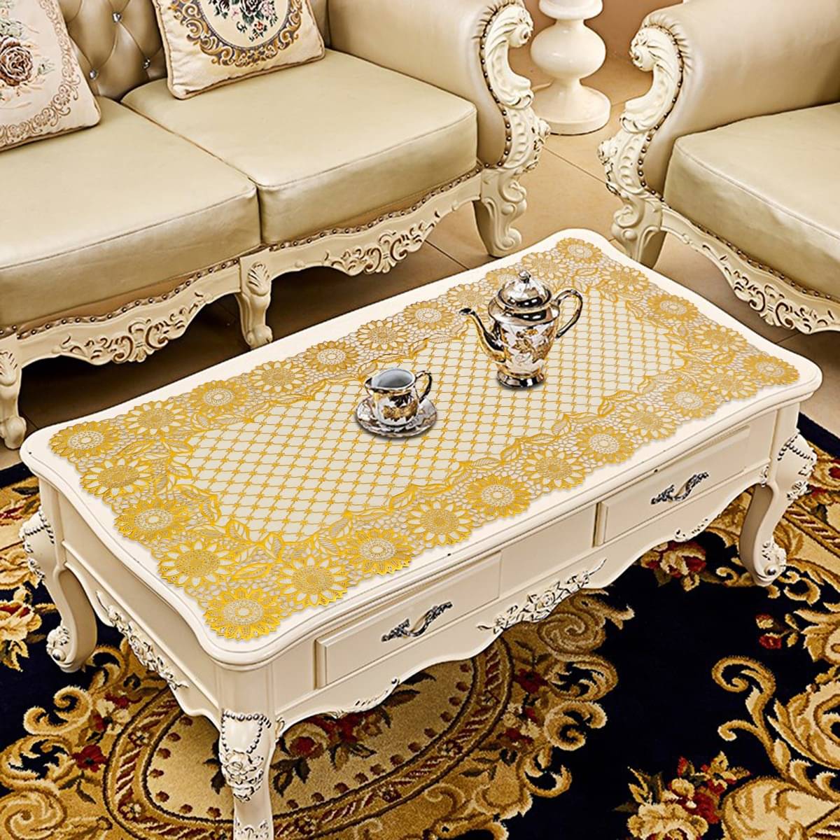 DPA Collection PVC 6 Seater Table Runner ( 84 cm x 41 cm ) Single - Gold DPA Collection PVC 6 Seater Table Runner ( 84 cm x 41 cm ) Single - Gold