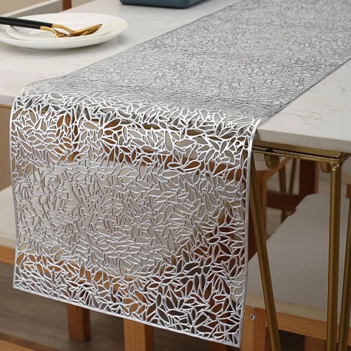 DPA Collection PVC 6 Seater Table Runner ( 150 cm x 33 cm ) Single - Silver DPA Collection PVC 6 Seater Table Runner ( 150 cm x 33 cm ) Single - Silver