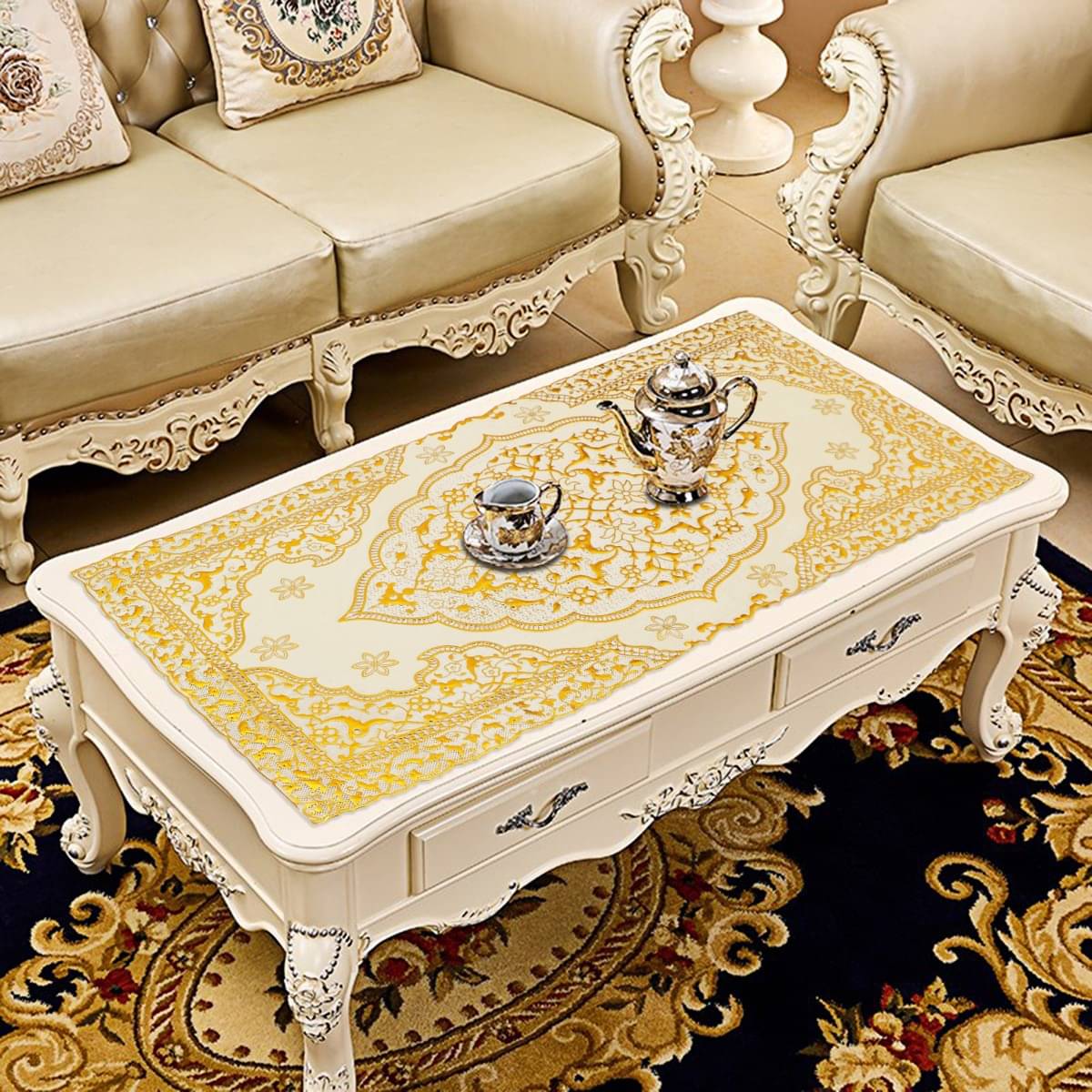 DPA Collection PVC 6 Seater Table Runner ( 84 cm x 41 cm ) Single - Gold DPA Collection PVC 6 Seater Table Runner ( 84 cm x 41 cm ) Single - Gold