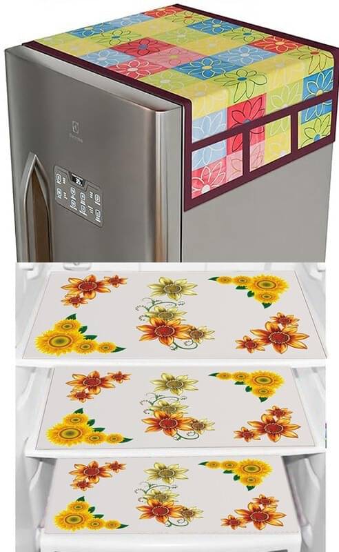     			DPA Collection PVC Abstract Printed Fridge Covers ( 44 29 ) Pack of 1 - Yellow